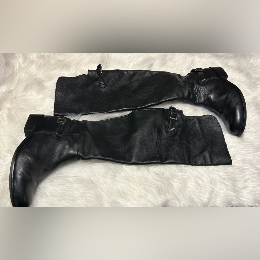 Steve Madden Black Leather Over-the-Knee Boots - Picture 3 of 9